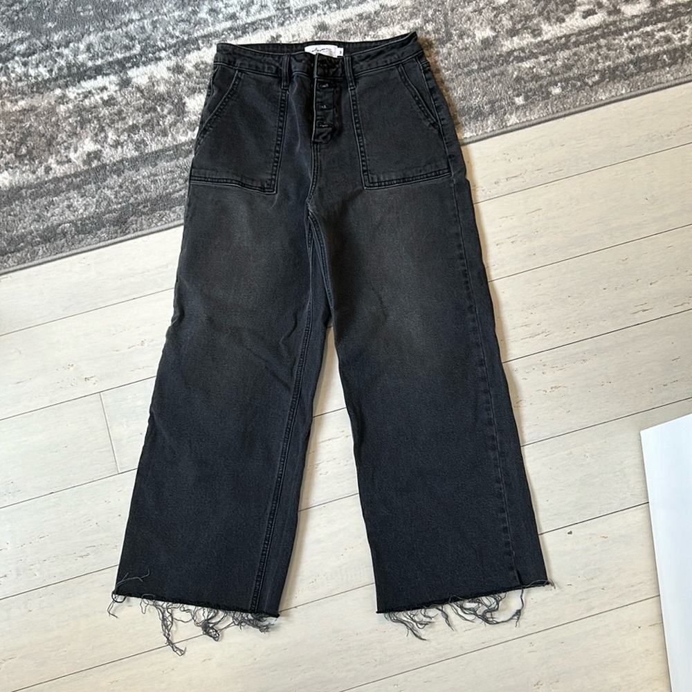 Carly Jean Los Angeles Hendrix wide leg jeans, charcoal, size 3